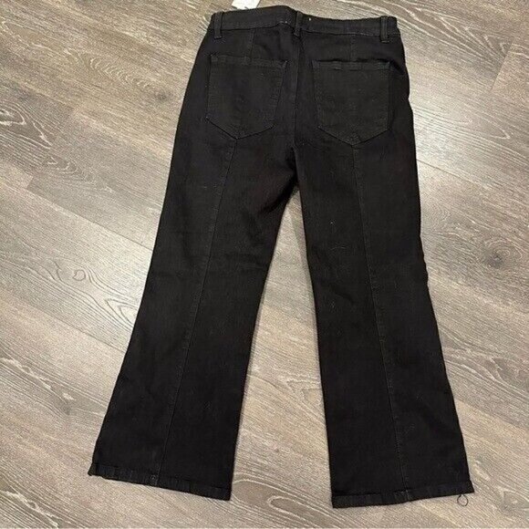 For the Republic Womens Denim Pants Wide Leg Zippered Hem Accent Black Size 10 - Picture 2 of 8